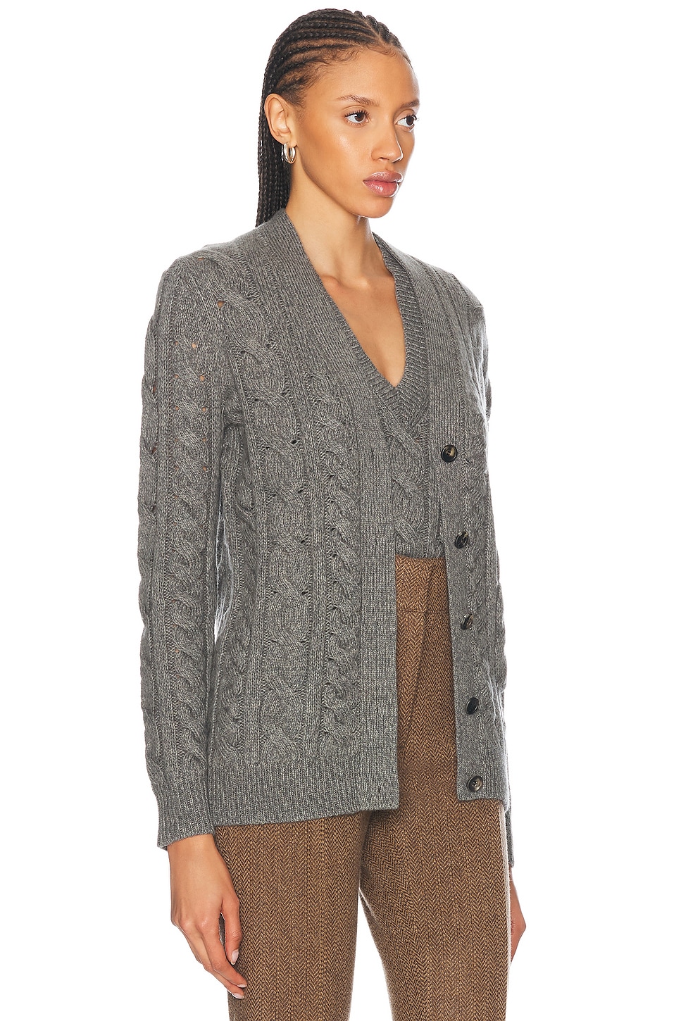 Shop Gabriela Hearst Lord Cardigan In Dark Grey Multi