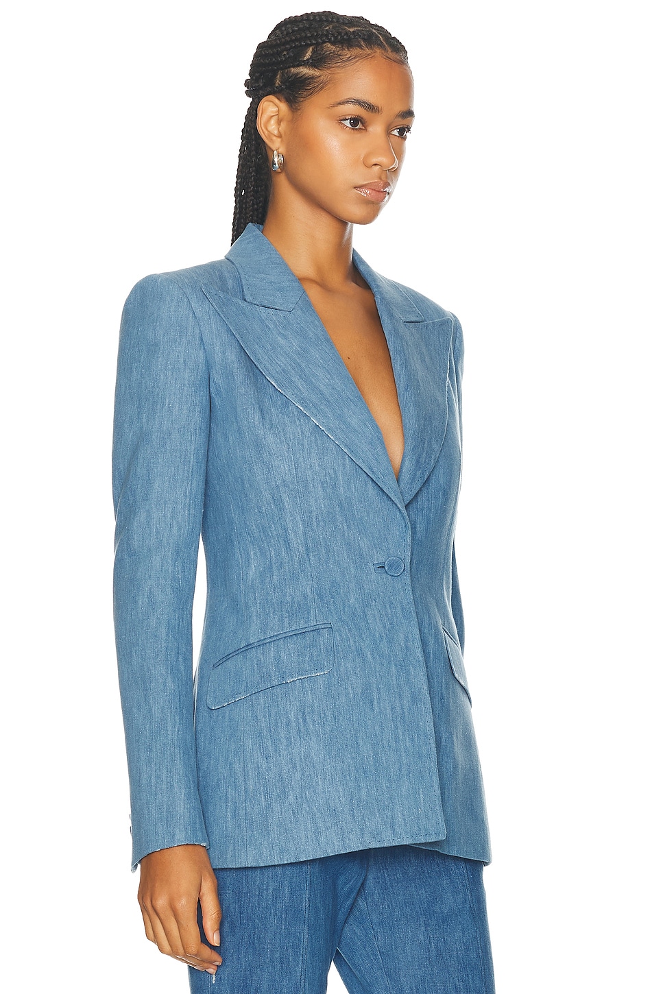 Shop Gabriela Hearst Leiva Blazer In Light Blue Denim