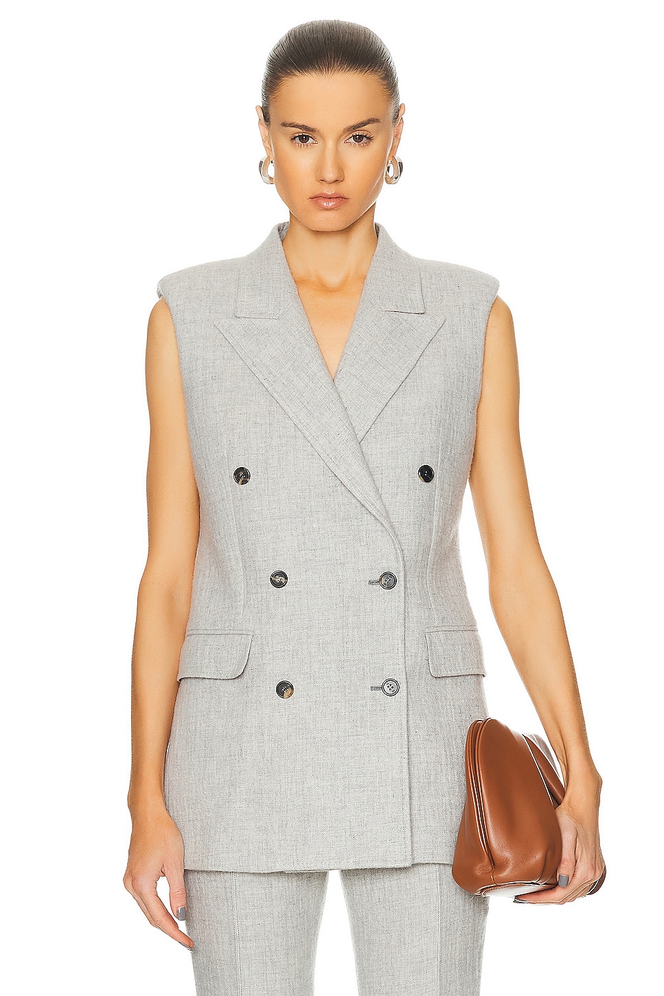 Image 1 of Gabriela Hearst Mayte Vest in Light Grey Melange