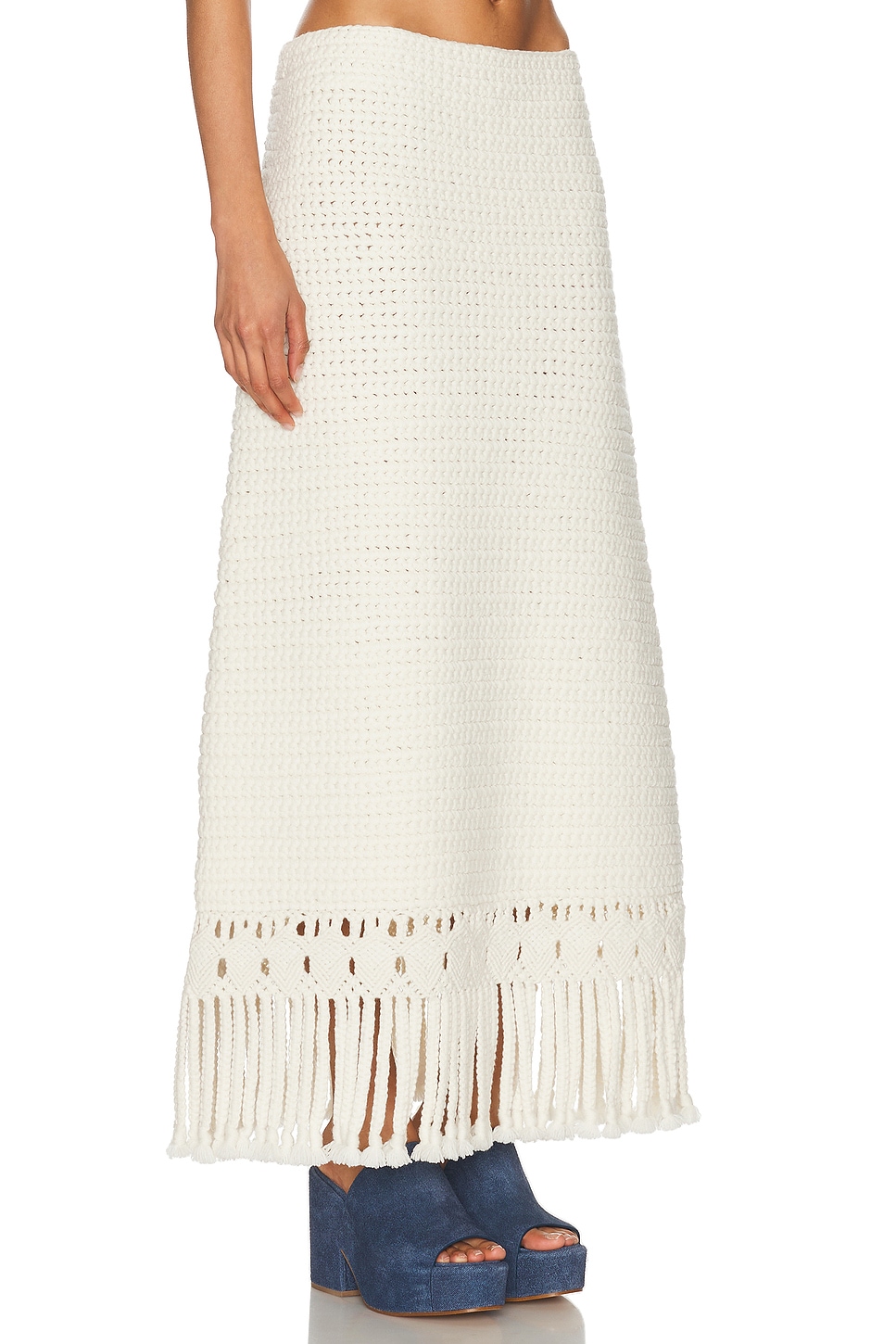 Gabriela Hearst Macha Fringe Crochet Maxi Skirt In Ivory Cashmere