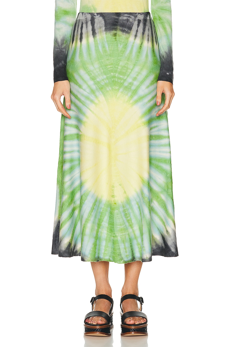 Image 1 of Gabriela Hearst Olive Skirt in Fluorescent Green Multi