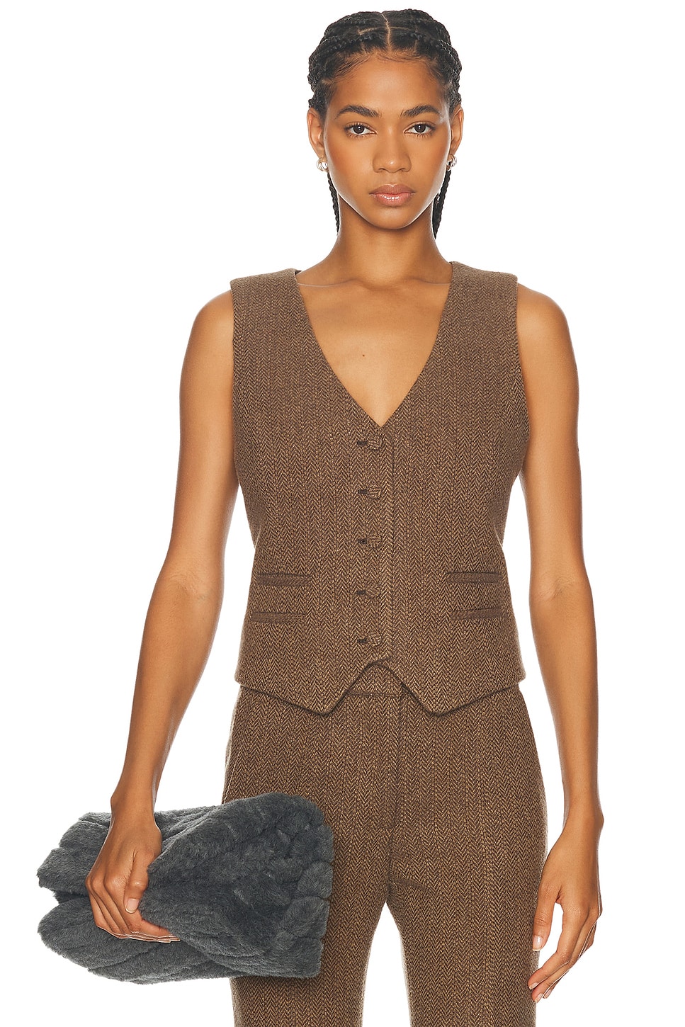 Image 1 of Gabriela Hearst Coleridge Vest in Chocolate Multi