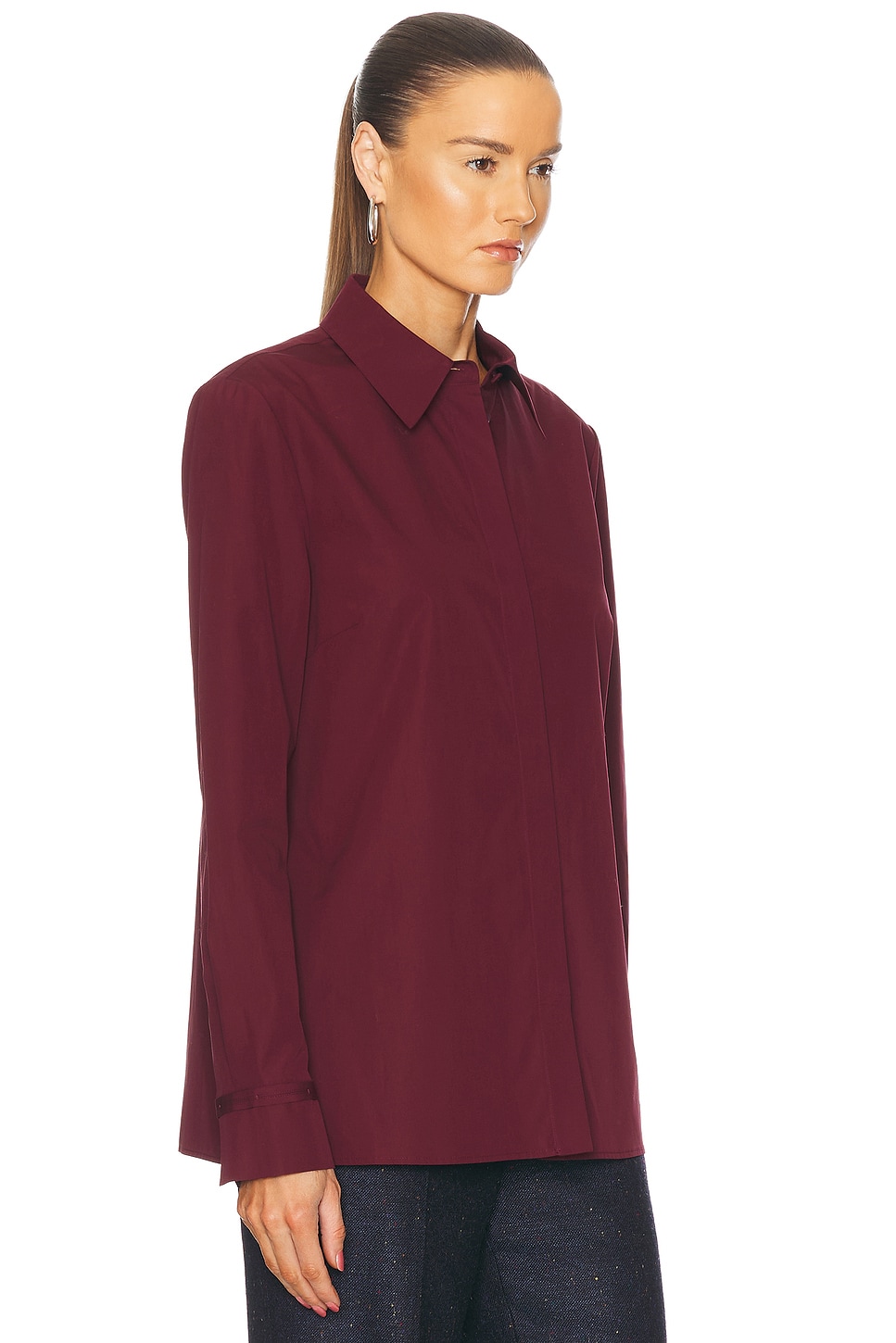 Gabriela Hearst Etlin Button Down Wool Shirt In Bordeaux