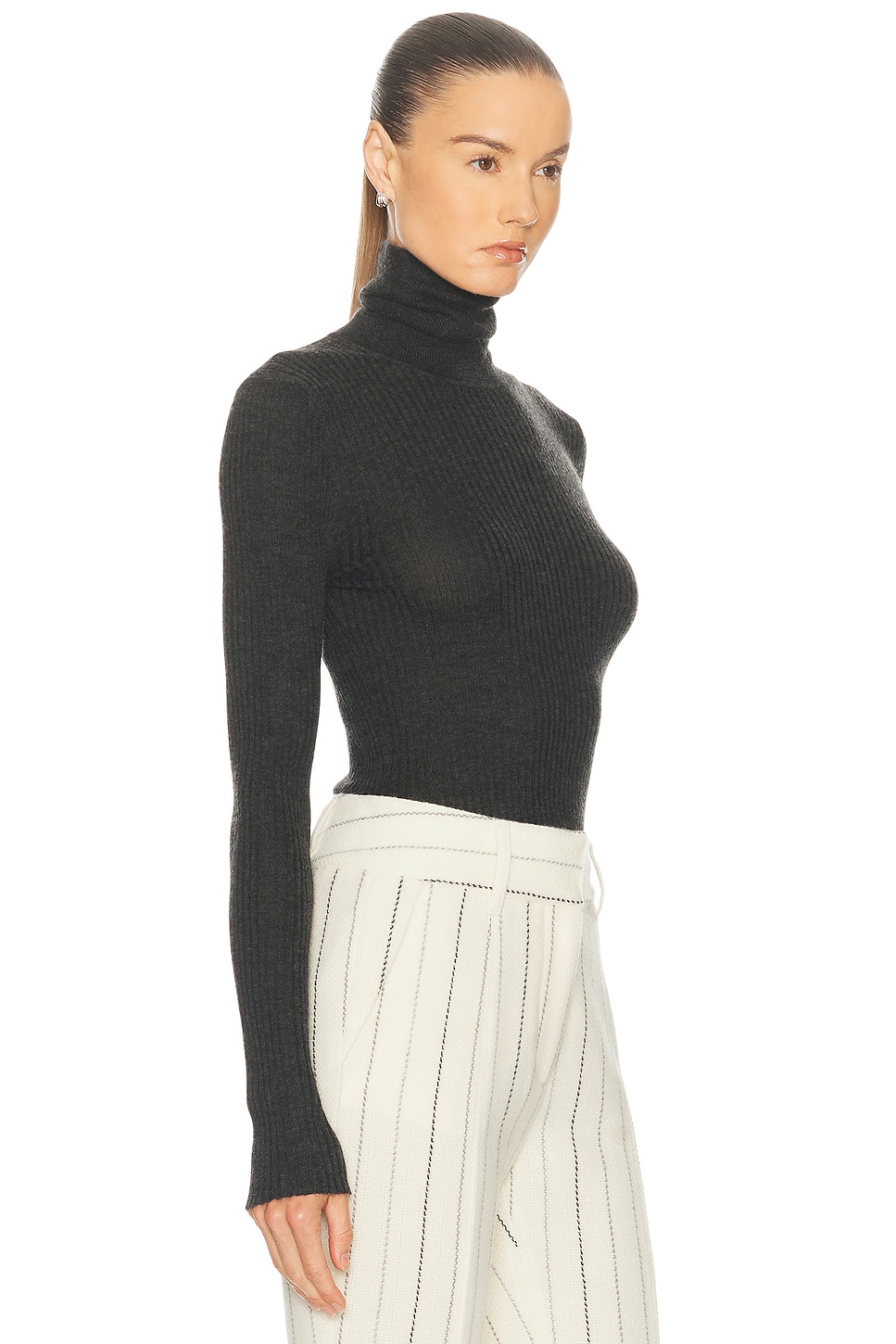 Gabriela Hearst Peppe Turtleneck Top In Gray
