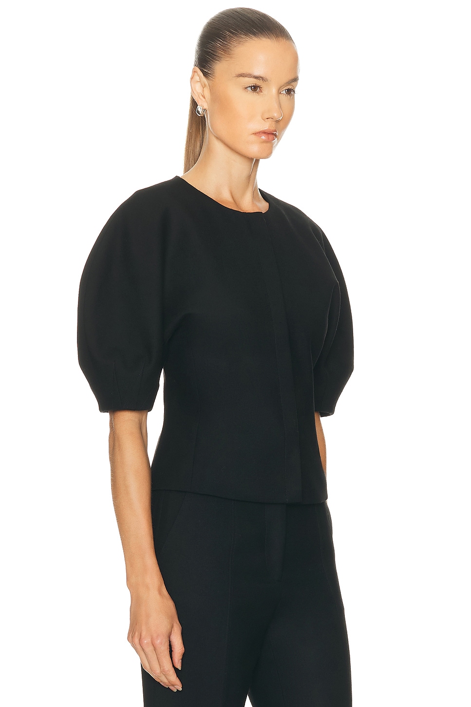 Gabriela Hearst Waverly Curved-sleeve Top In Black