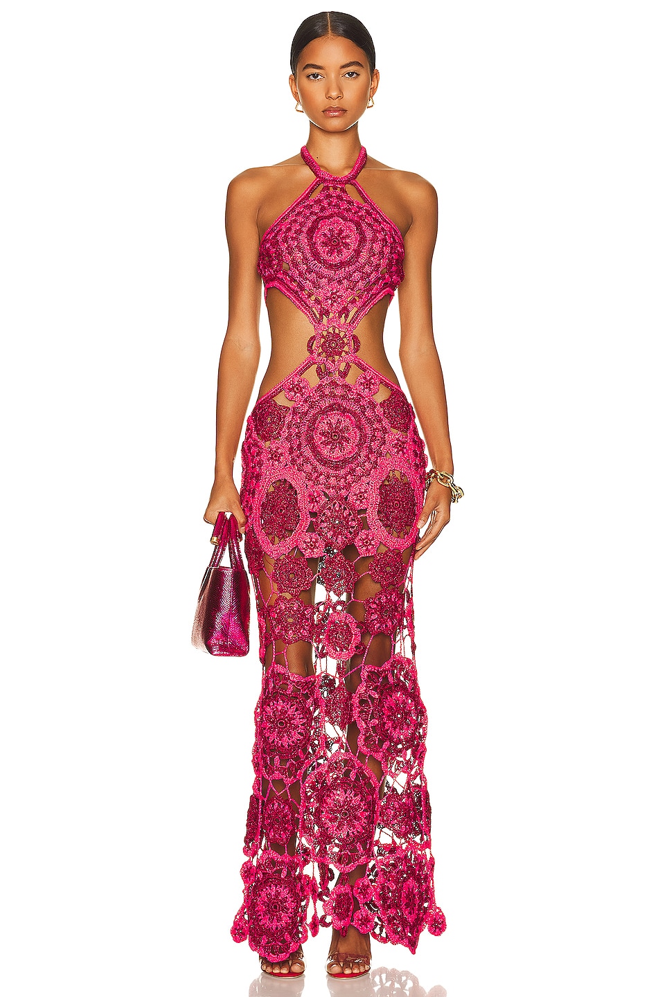 Image 1 of Cult Gaia Accalia Crochet Gown in Ghermez Rose