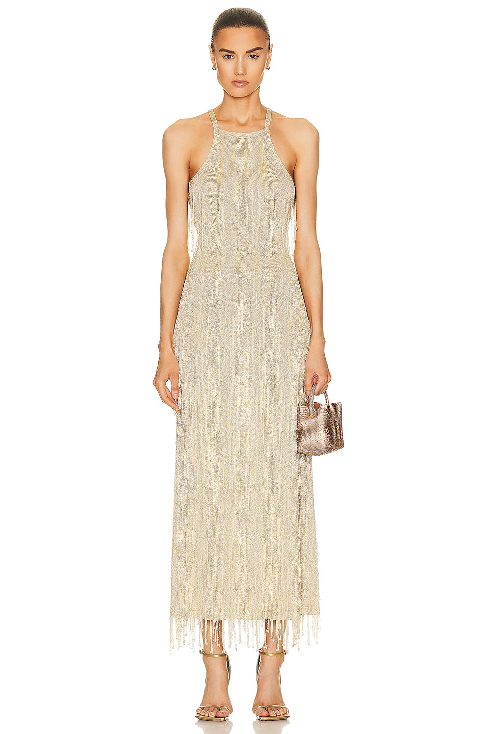 Image 1 of Cult Gaia Zion Knit Gown in Light Gold