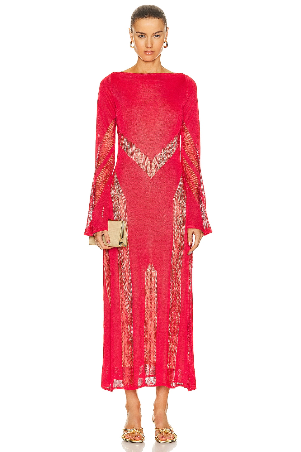 Kennon Midi Knit Dress in Red