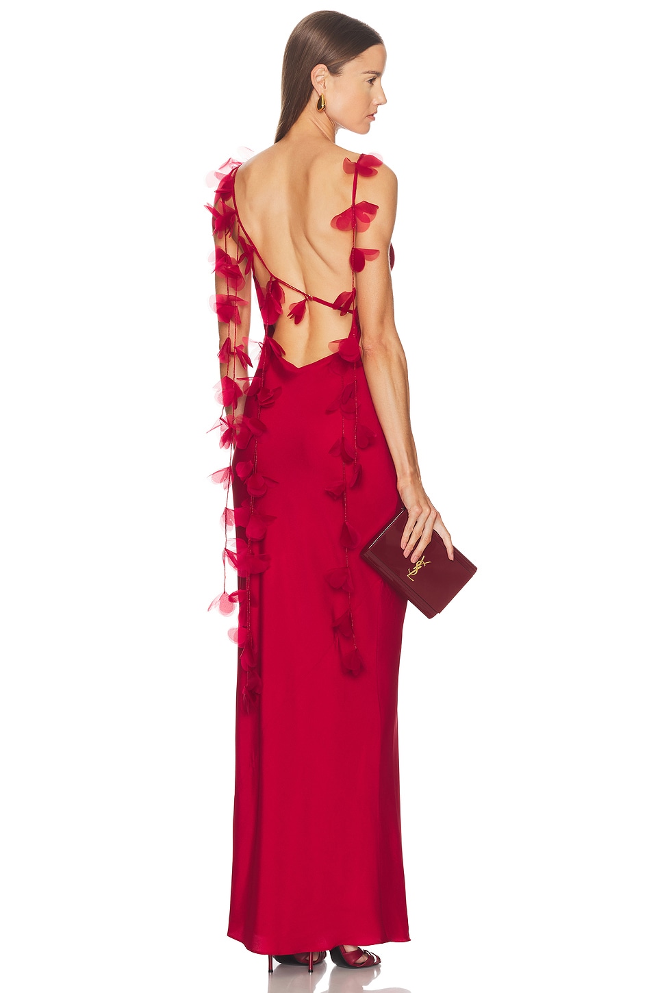 Cult Gaia Nymeria Open-back Organza-trimmed Silk-blend Satin Maxi Dress In Multi