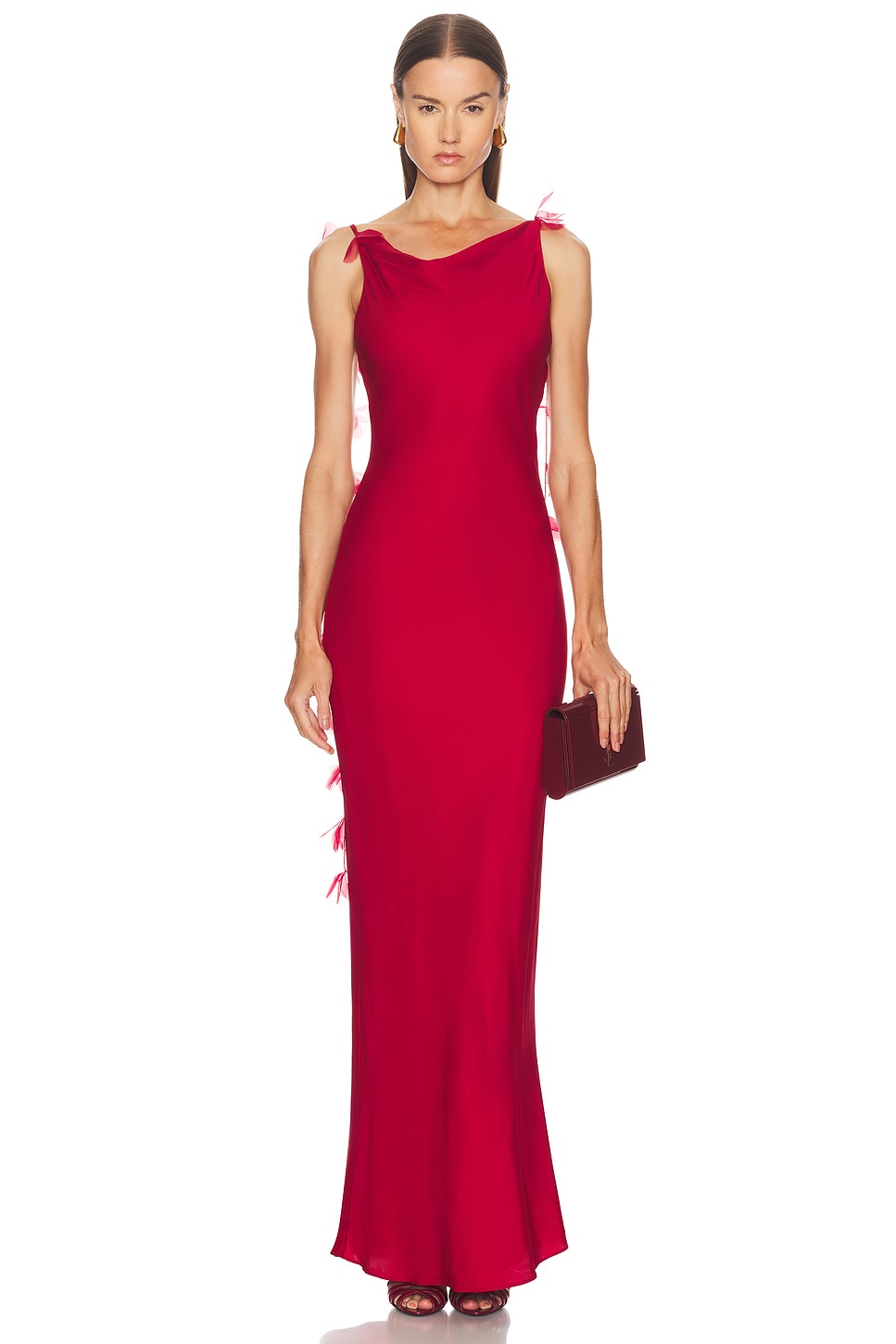 Cult Gaia Nymeria Open-back Organza-trimmed Silk-blend Satin Maxi Dress In Multi