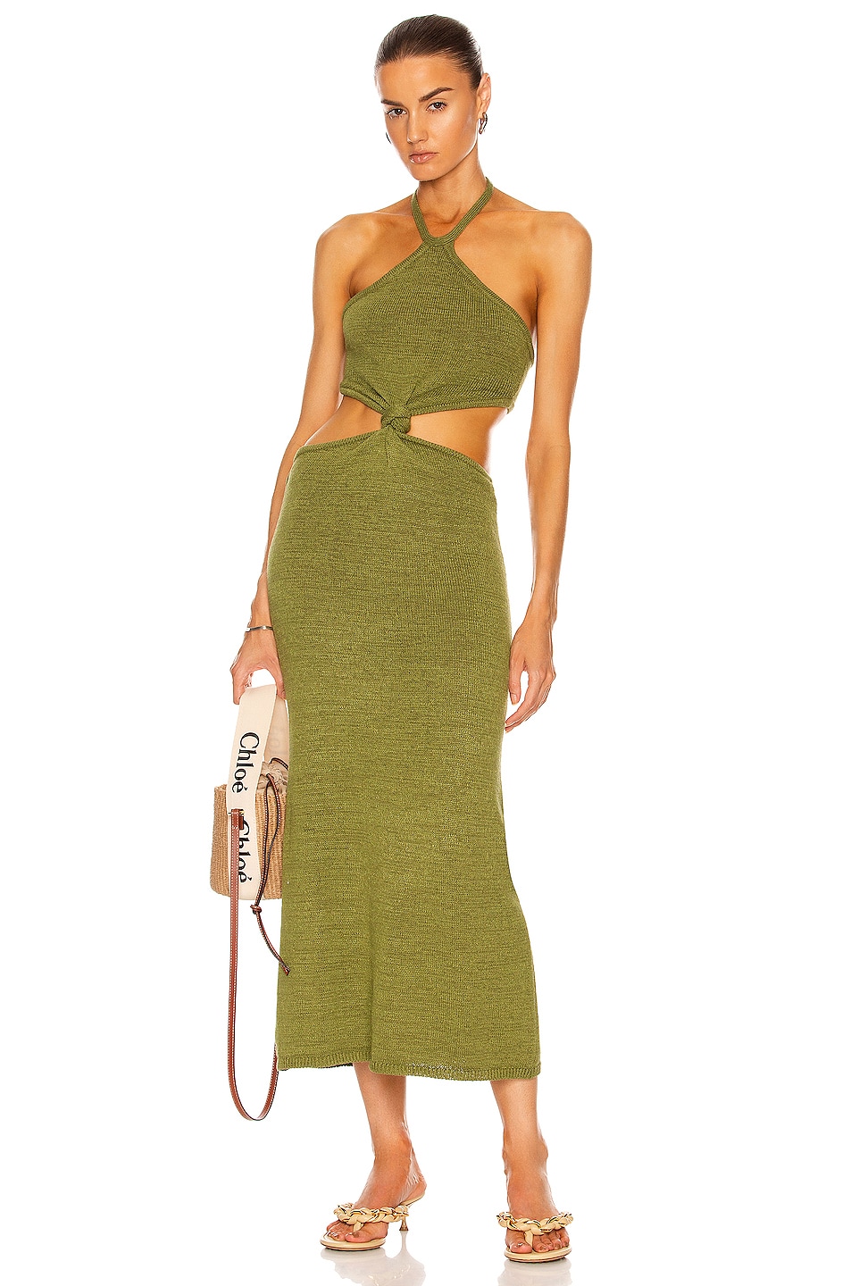 Image 1 of Cult Gaia Cameron Knit Dress in Olive