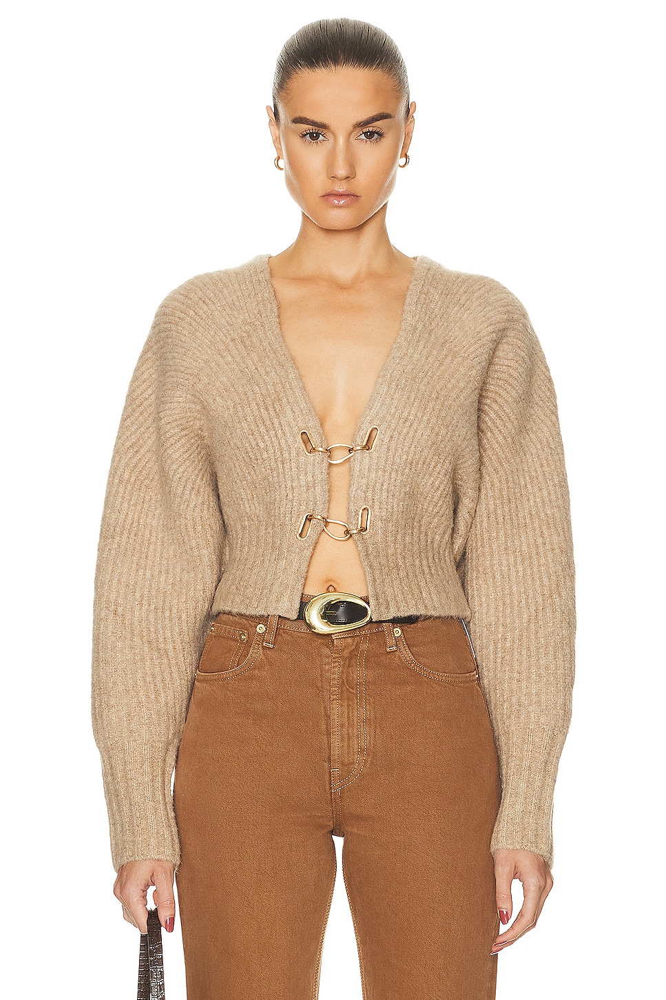 Image 1 of Cult Gaia Casella Knit Cardigan in Champagne Melange