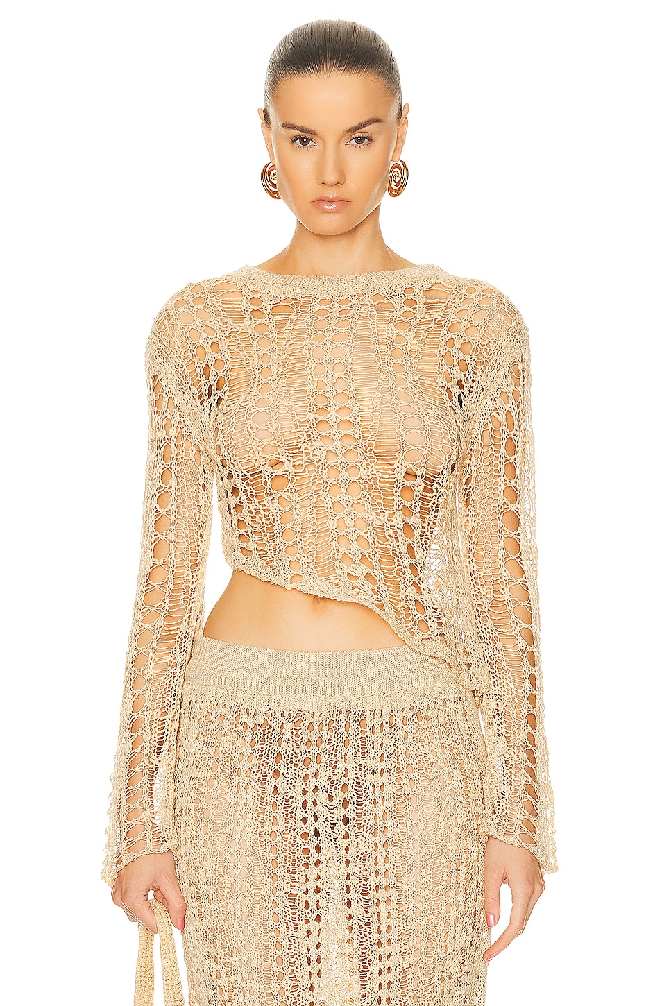 Image 1 of Cult Gaia Gill Crochet Coverup Top in Champagne