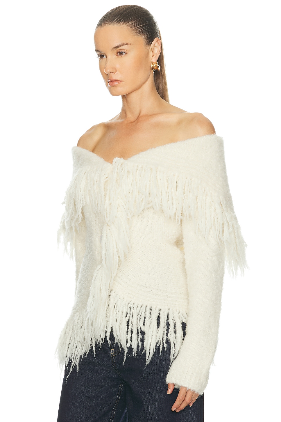 Cult Gaia Michelle Fringed Cardigan In White