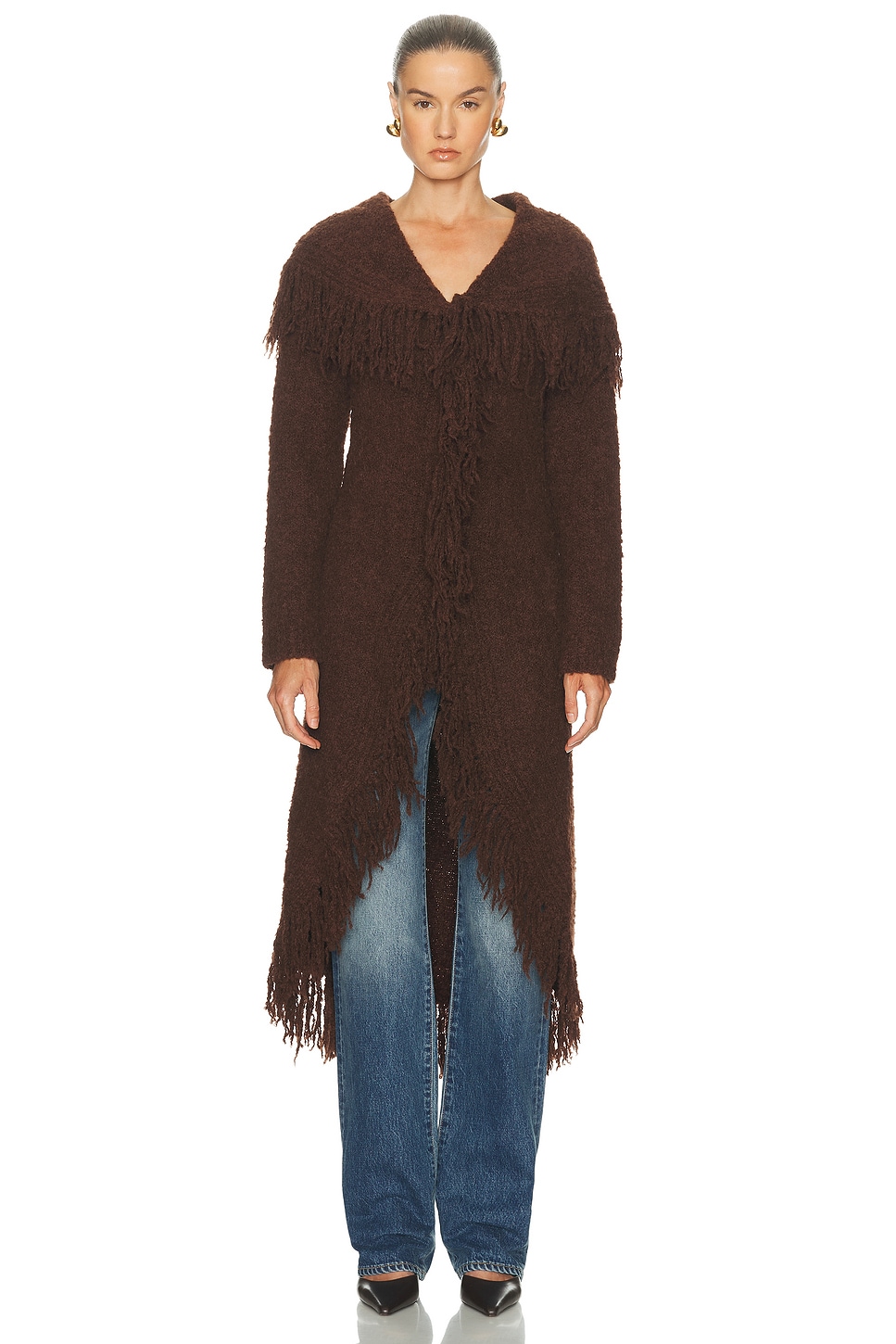 Cult Gaia Victoria Duster Sweater In Brown