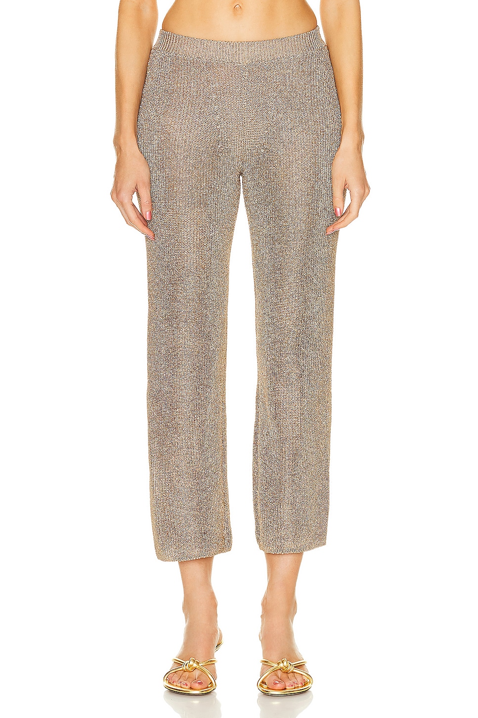 Image 1 of Cult Gaia Lawena Fit To Flare Knit Pant in Champagne