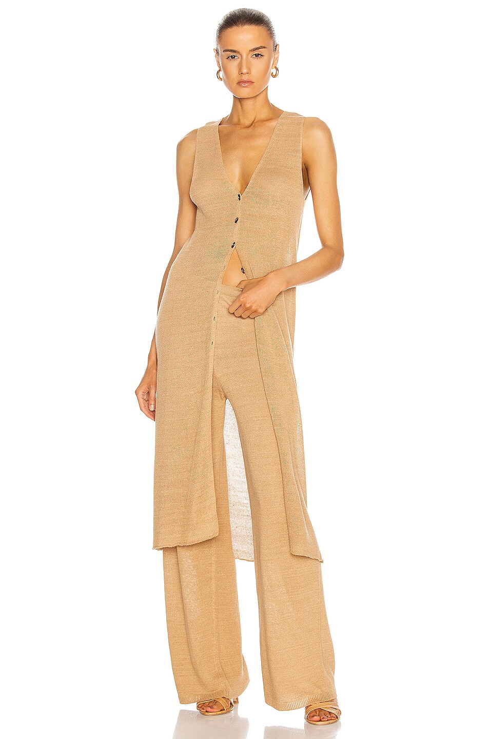 Image 1 of Cult Gaia Holly Knit Top in Light Camel