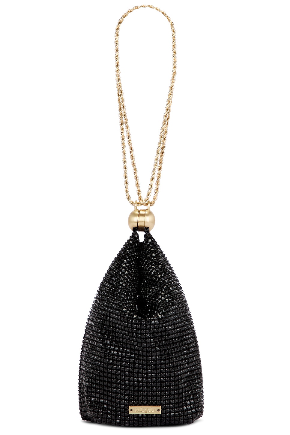 Cult Gaia Rue Crystal Mesh Wristlet In Black