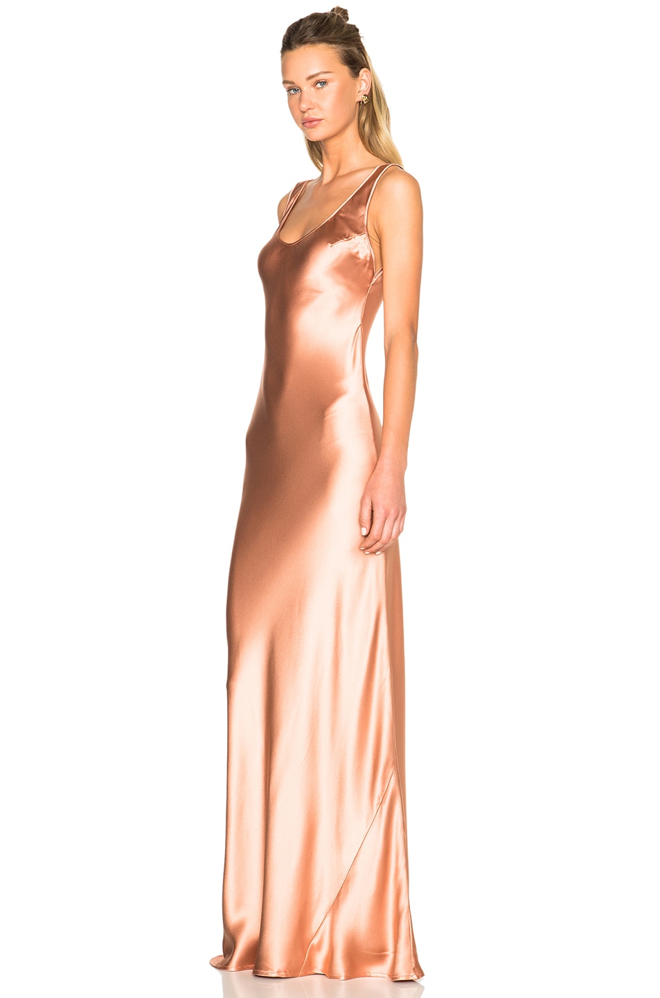 Galvan Silk 90 S Bias Dress In Copper Fwrd