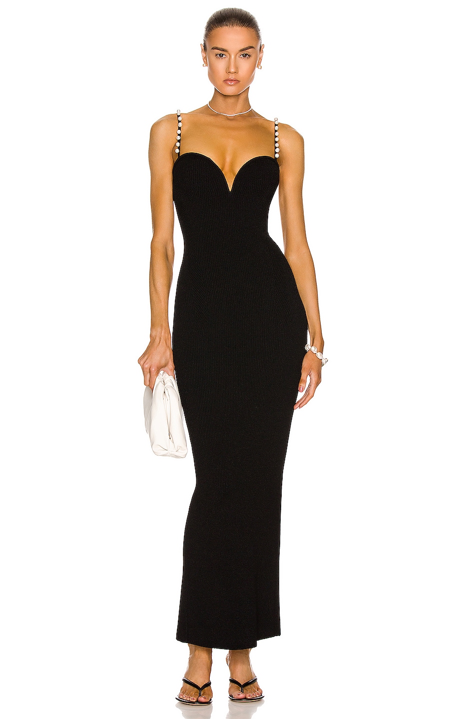 GALVAN Thalia Pearl Dress in Black | FWRD