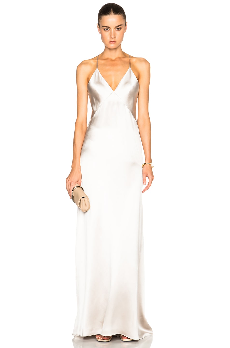 GALVAN Silk Dress in Platinum | FWRD