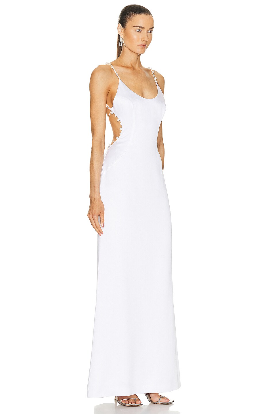 GALVAN Pearled Cove Dress in White | FWRD