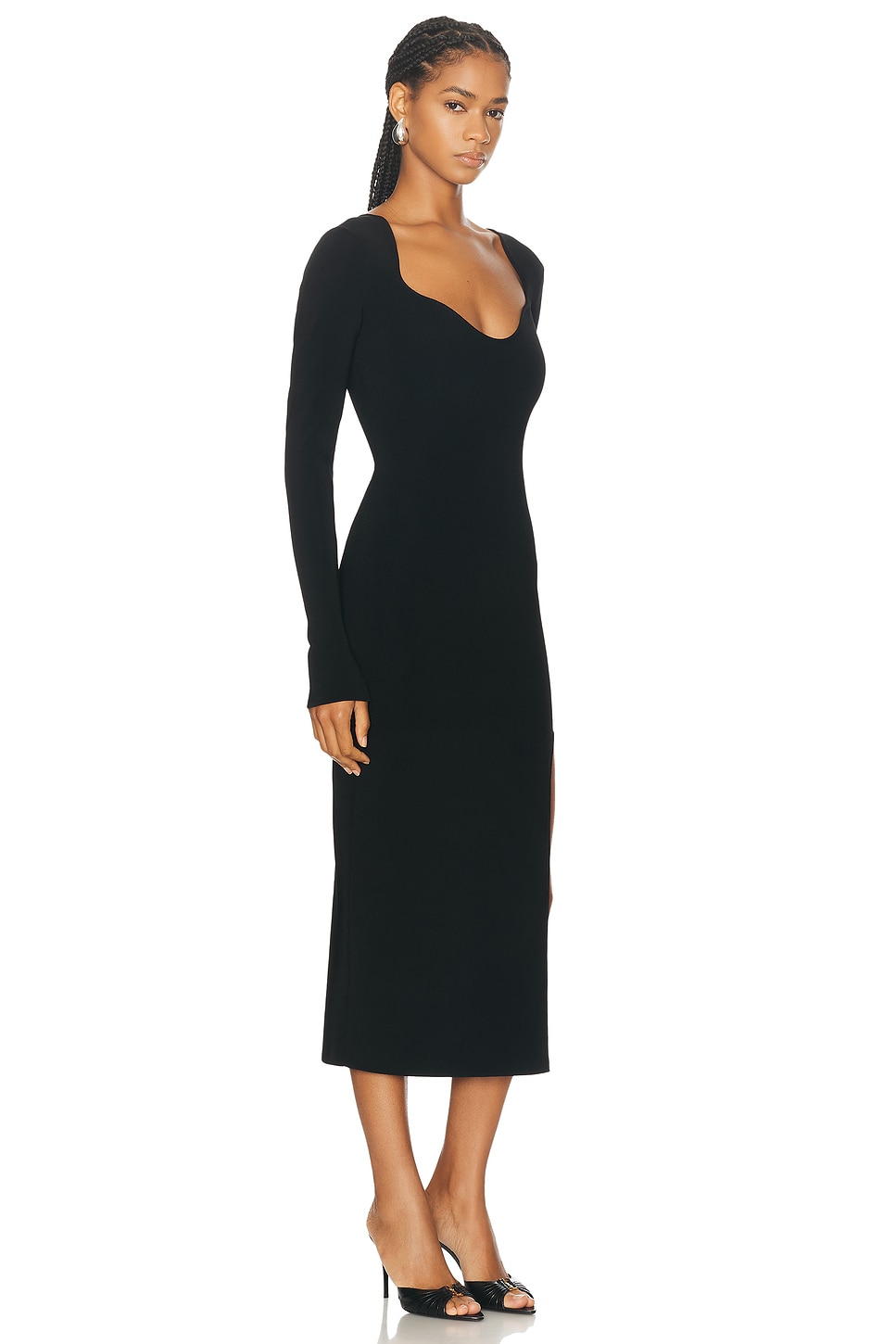 Shop Galvan Kaia Long Sleeved Dress In Black