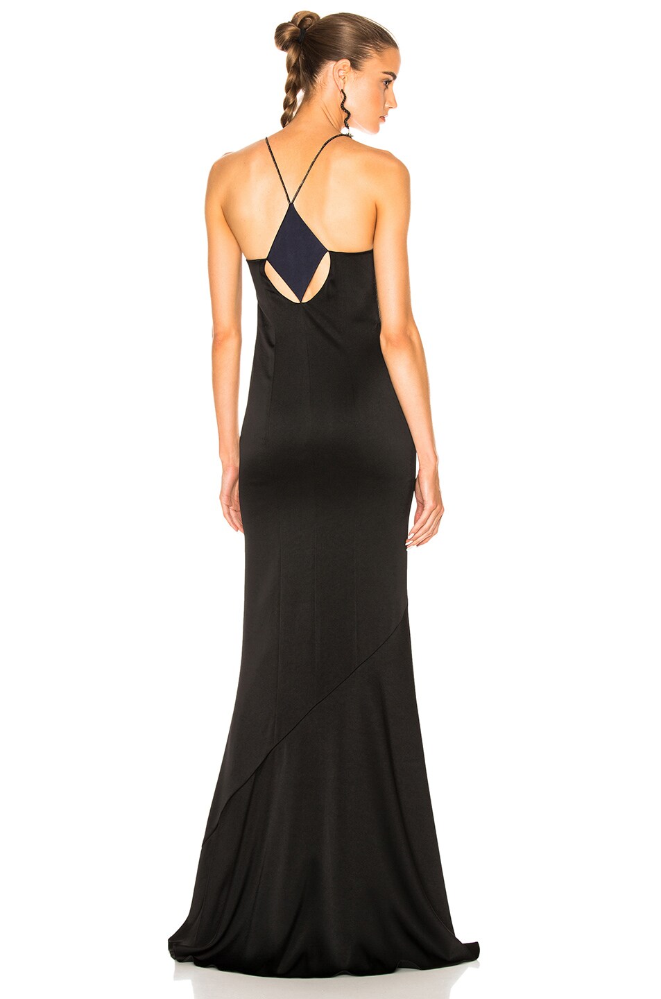 Image 1 of GALVAN Cut Out Spaghetti Dress in Midnight & Black