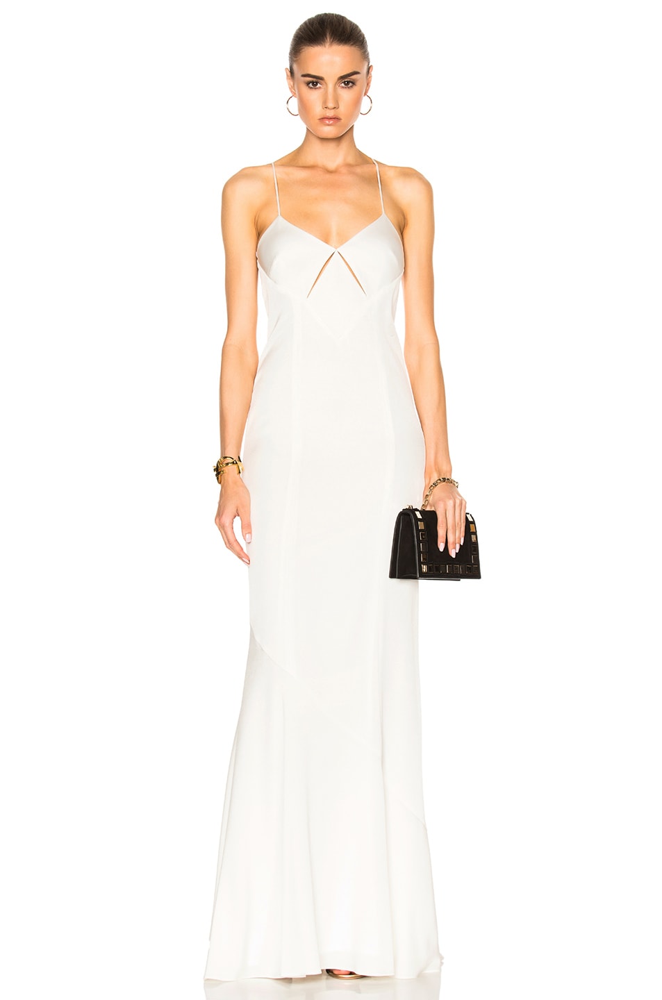 GALVAN for FWRD Slit Spaghetti Strap Dress in White | FWRD