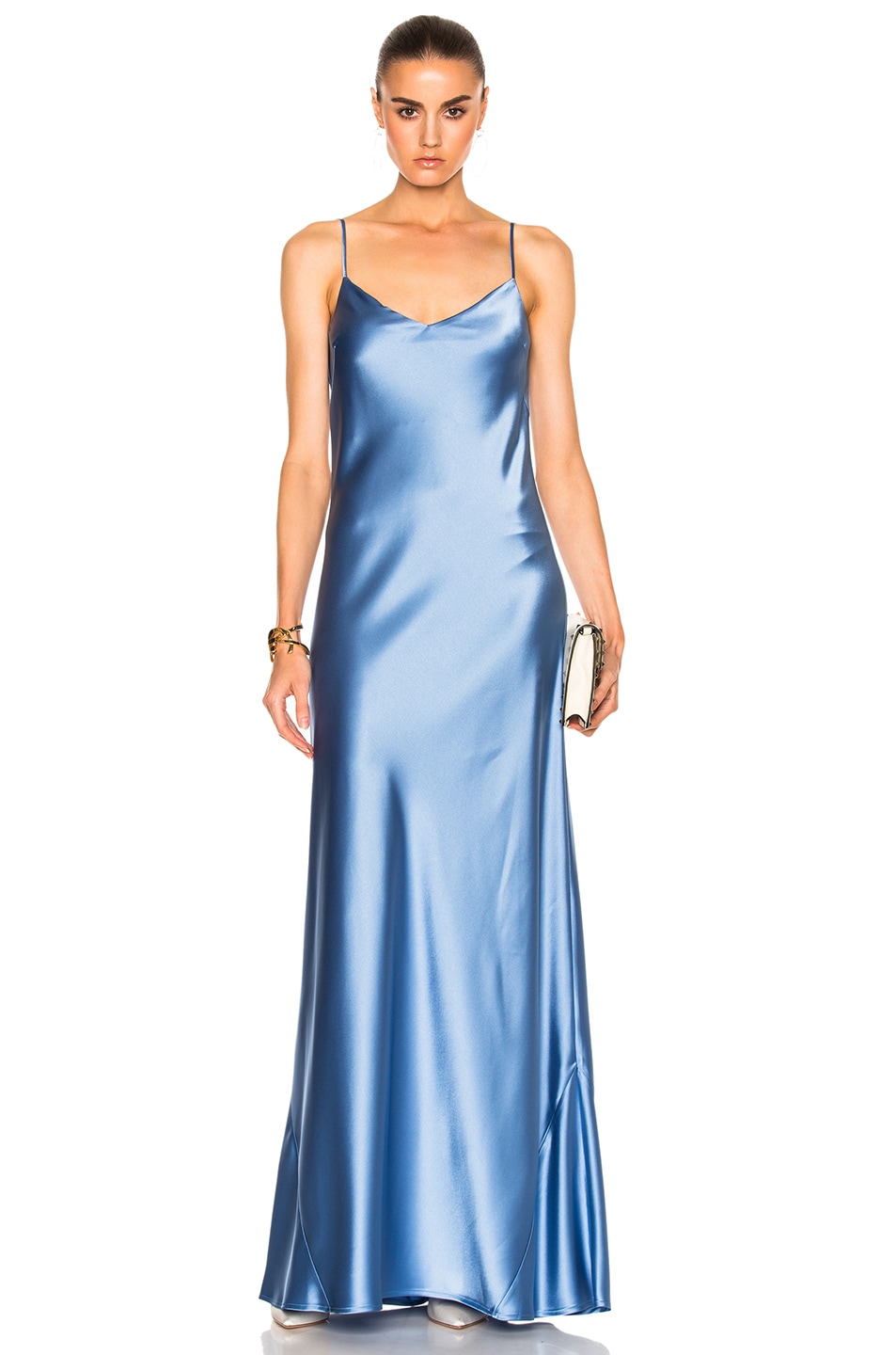 Image 1 of GALVAN for FWRD Alcazar V-Neck Dress in Sky Blue