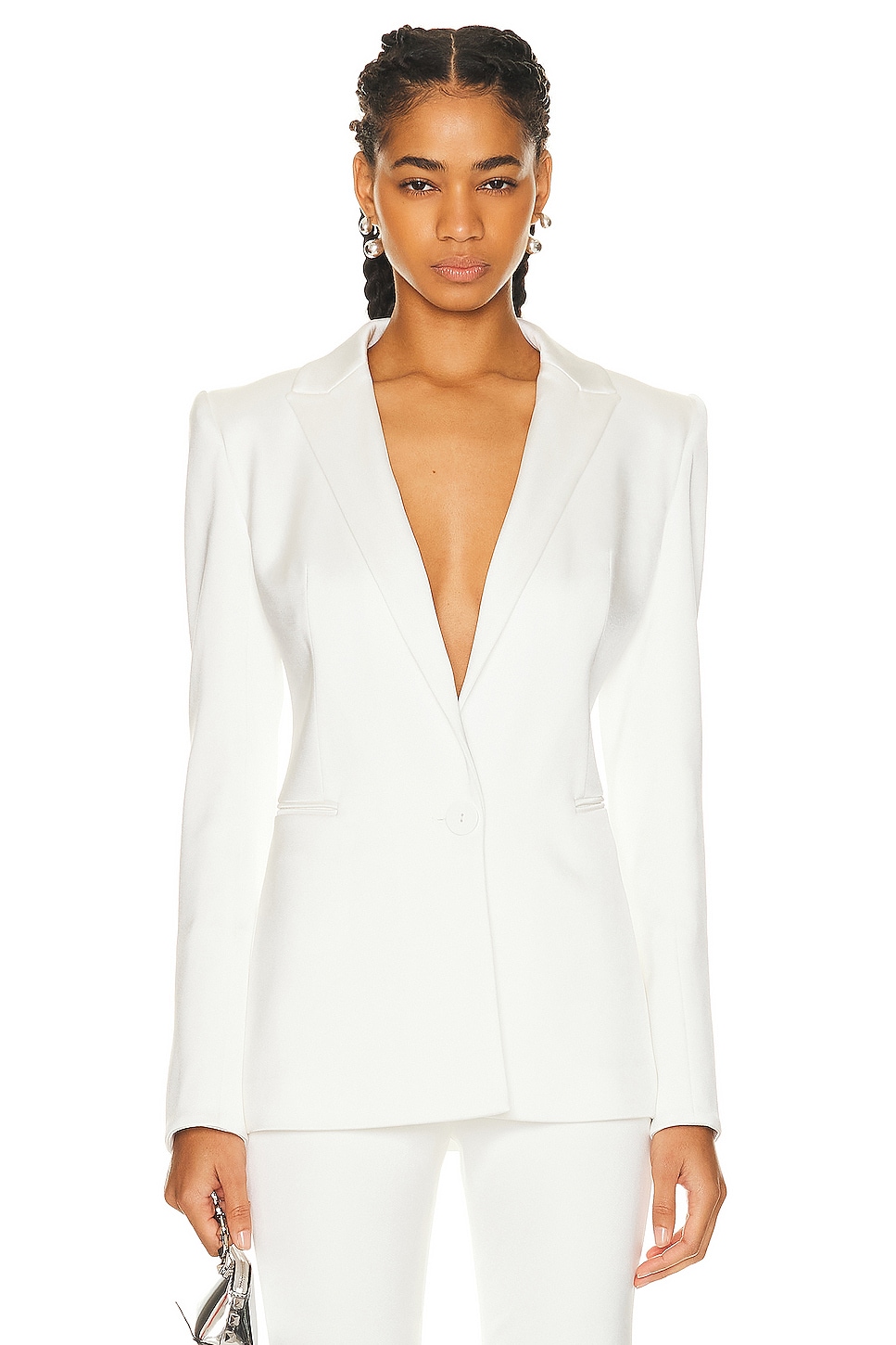 Image 1 of GALVAN Sculpted Bridal Blazer in Off White