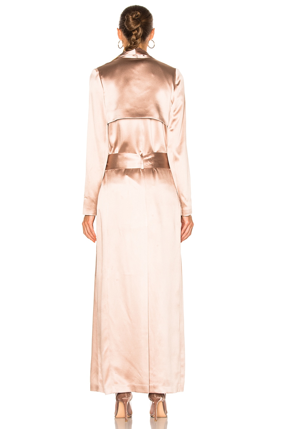 GALVAN Silk Trench Coat in Blush | FWRD