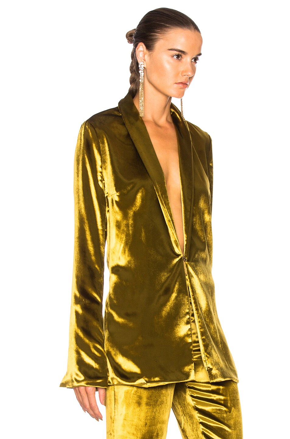 GALVAN ShawlLapel SingleBreasted Velvet Blazer, Mustard ModeSens