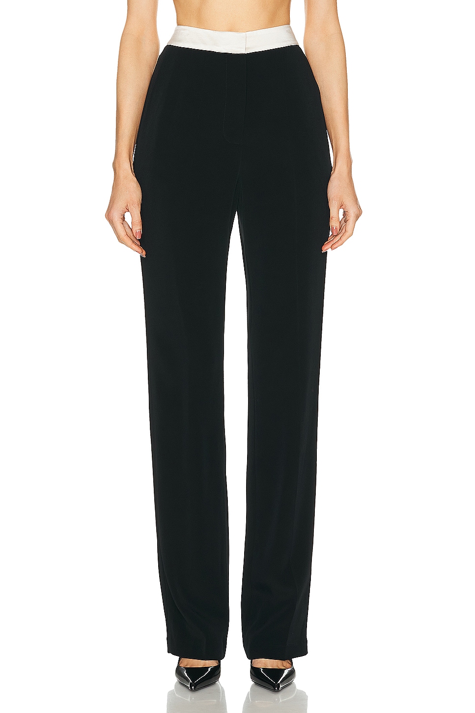 Image 1 of GALVAN High Waisted Suit Trouser in Black & Ivory