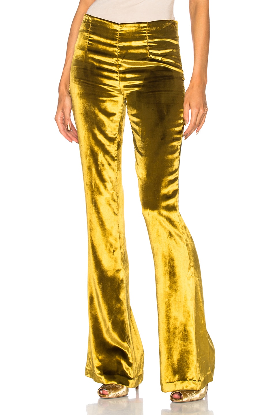 Image 1 of GALVAN Panne Velvet Trousers in Mustard