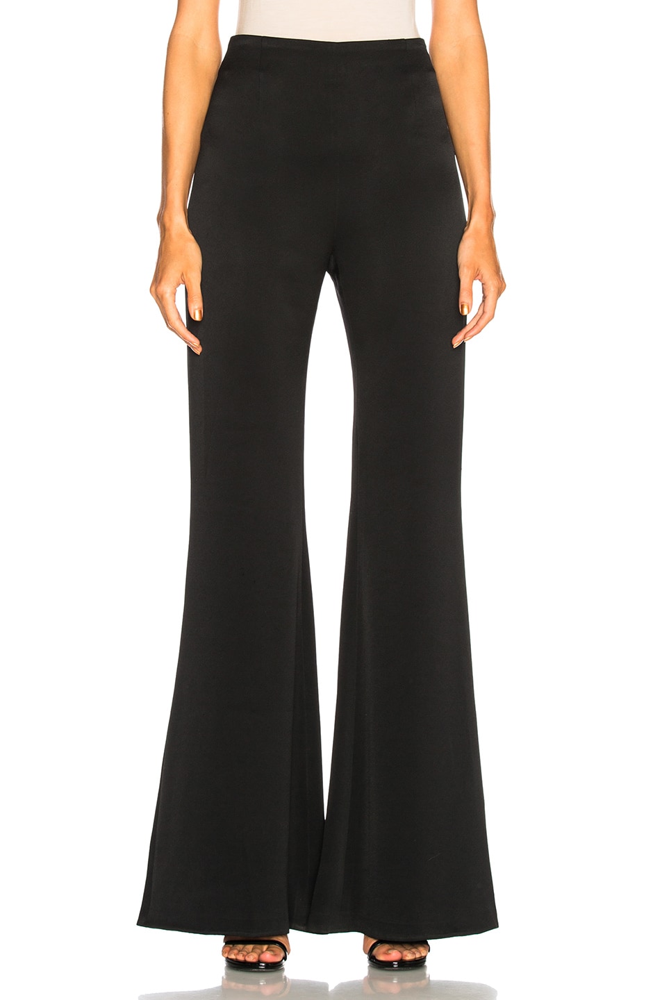 Image 1 of GALVAN Signature High Waisted Satin Trouser Pant in Black