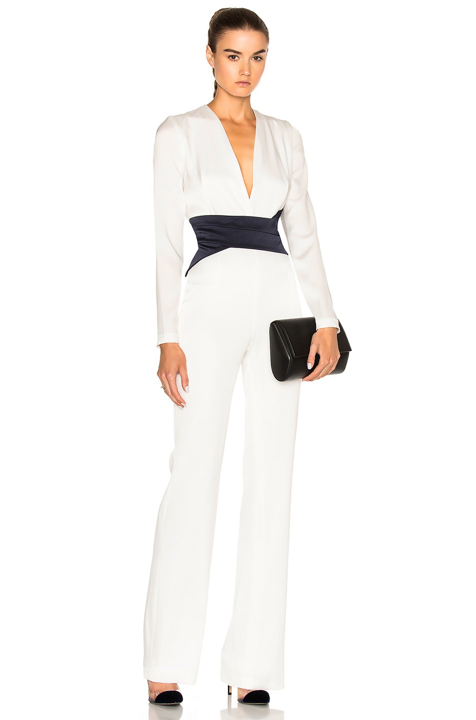 Image 1 of GALVAN Contrast Jumpsuit in White & Midnight