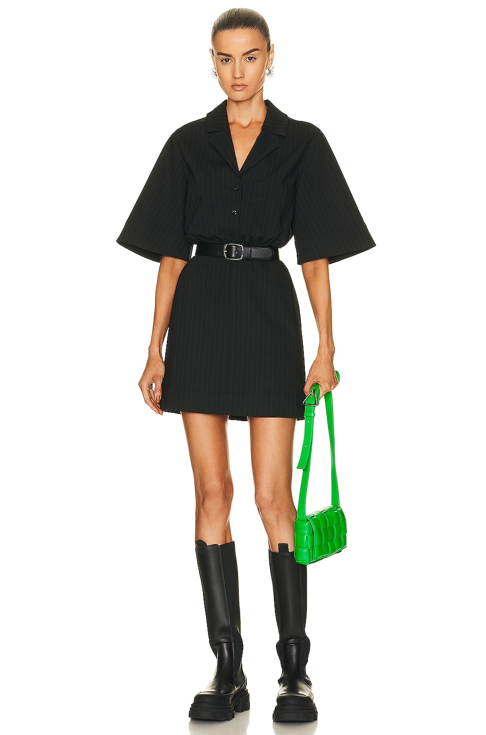 Image 1 of Ganni Stretch Mini Dress in Black