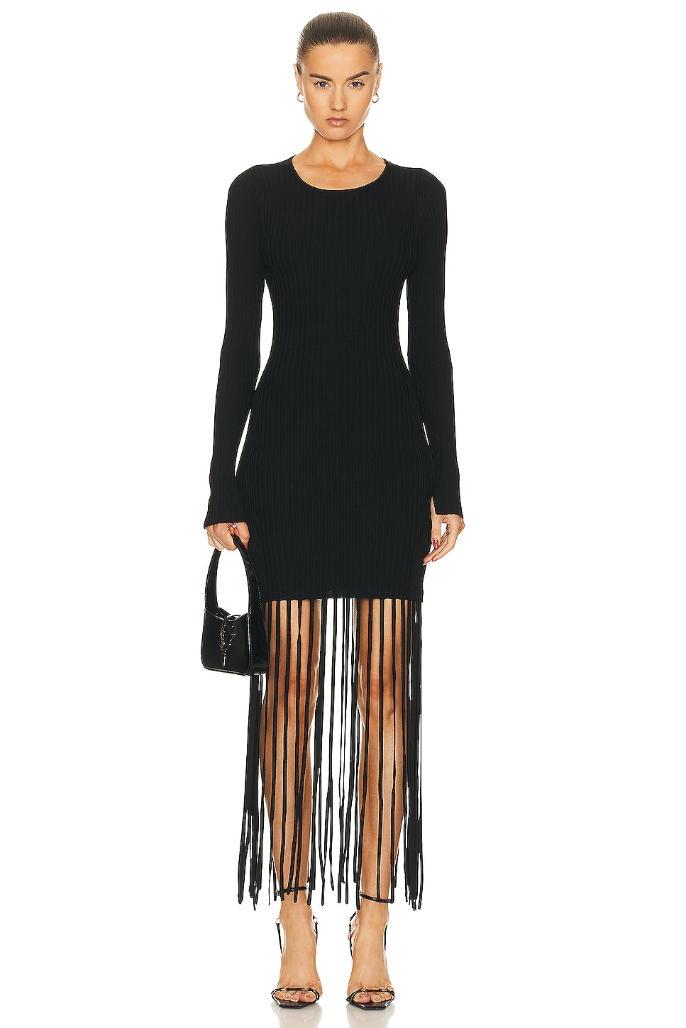Image 1 of Ganni Fringe Mini Dress in Black