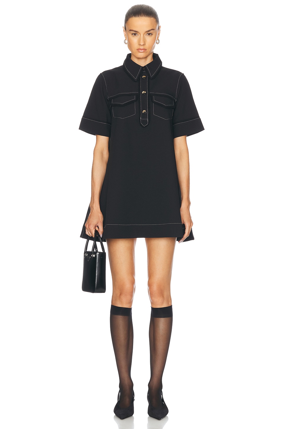 Mini Shirt Dress in Black