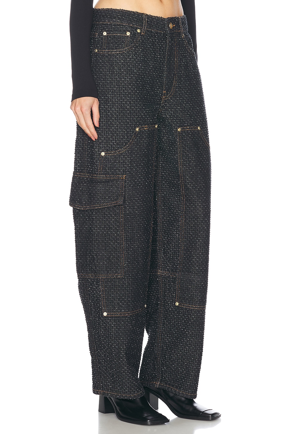 Ganni High-waisted Black Jeans With Wide Legs In Black