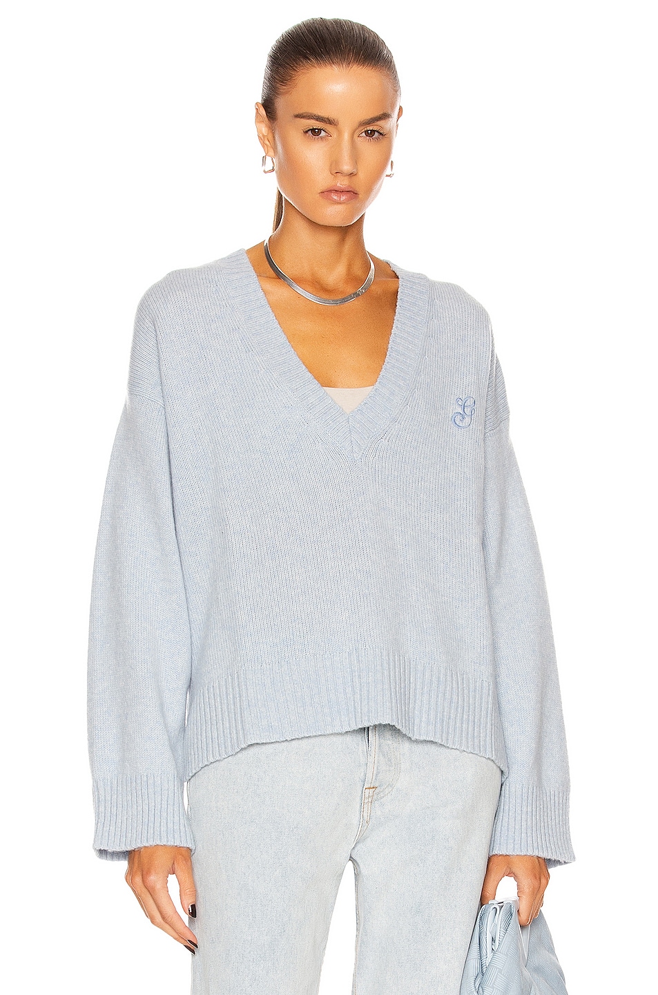 Image 1 of Ganni Wool Mix Sweater in Airy Blue