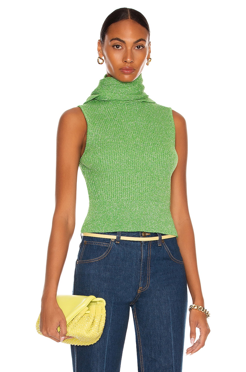 Image 1 of Ganni Glitter Knit Sweater in Flash Green