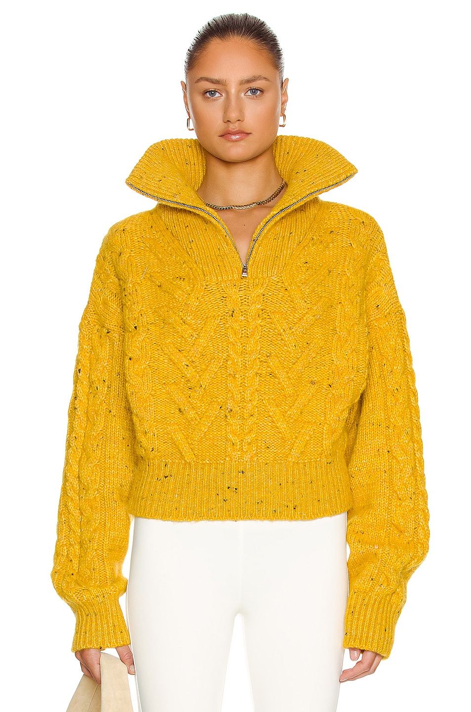 Image 1 of Ganni Cable Knit Sweater in Spectra Yellow