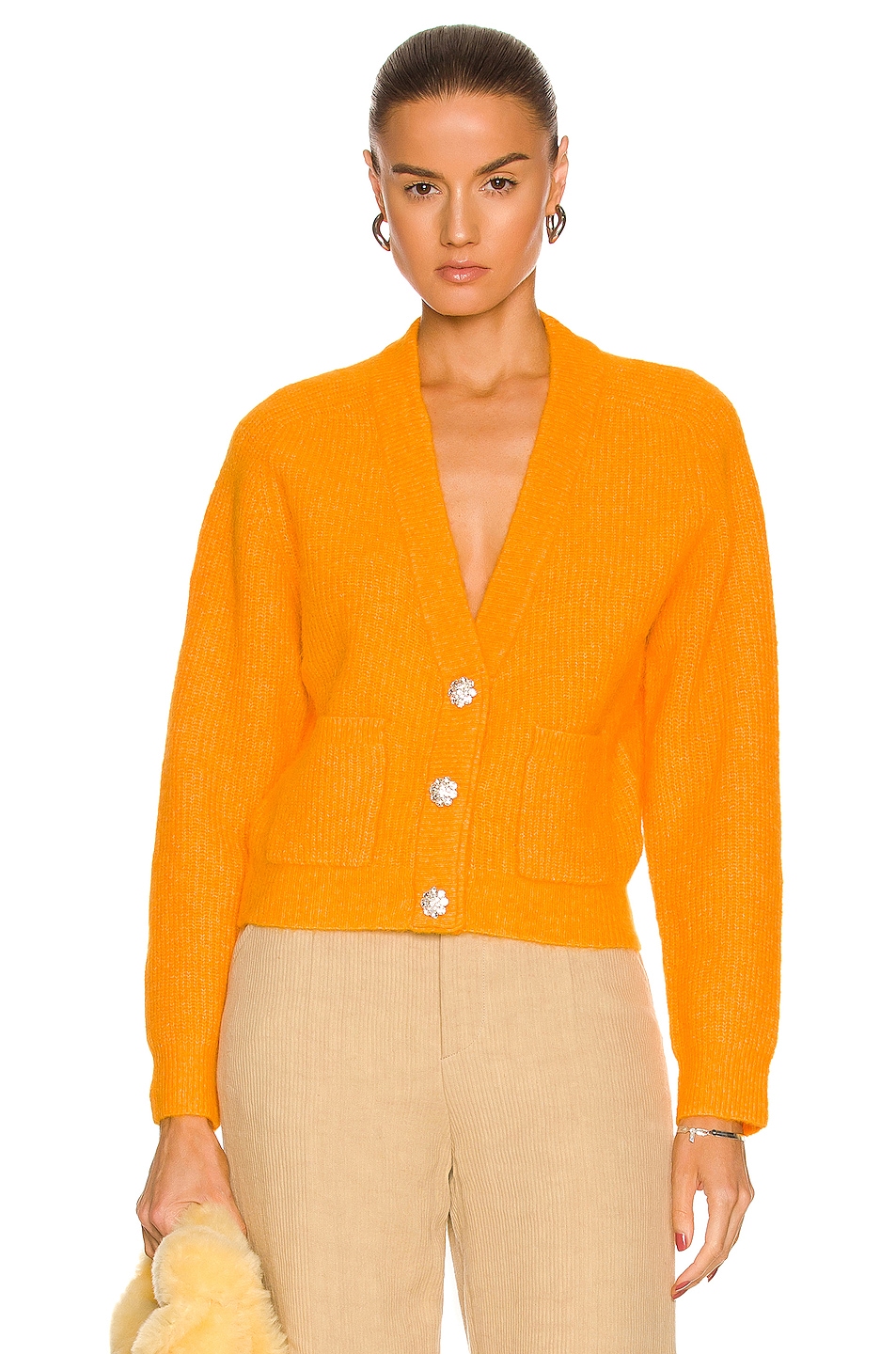 Image 1 of Ganni Soft Wool Knit Sweater in Bright Marigold