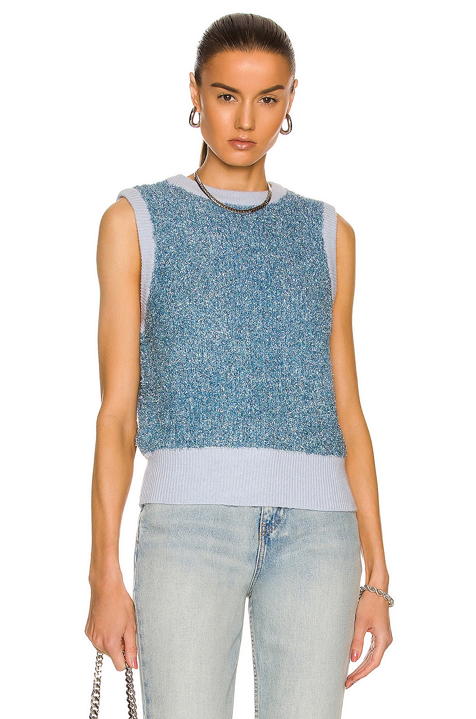Image 1 of Ganni Sparkle Knit Sweater in Placid Blue