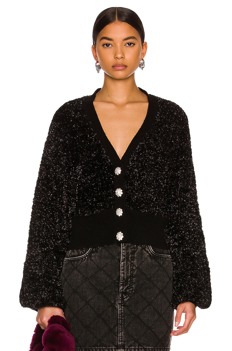 Image 1 of Ganni Sparkle Knit Sweater in Black