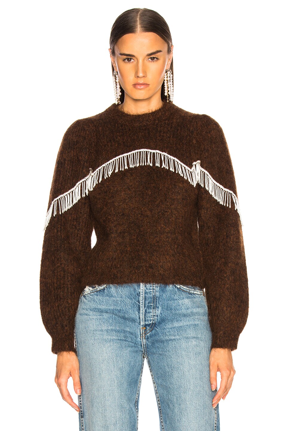 Ganni Women's Neck Sweater Brown