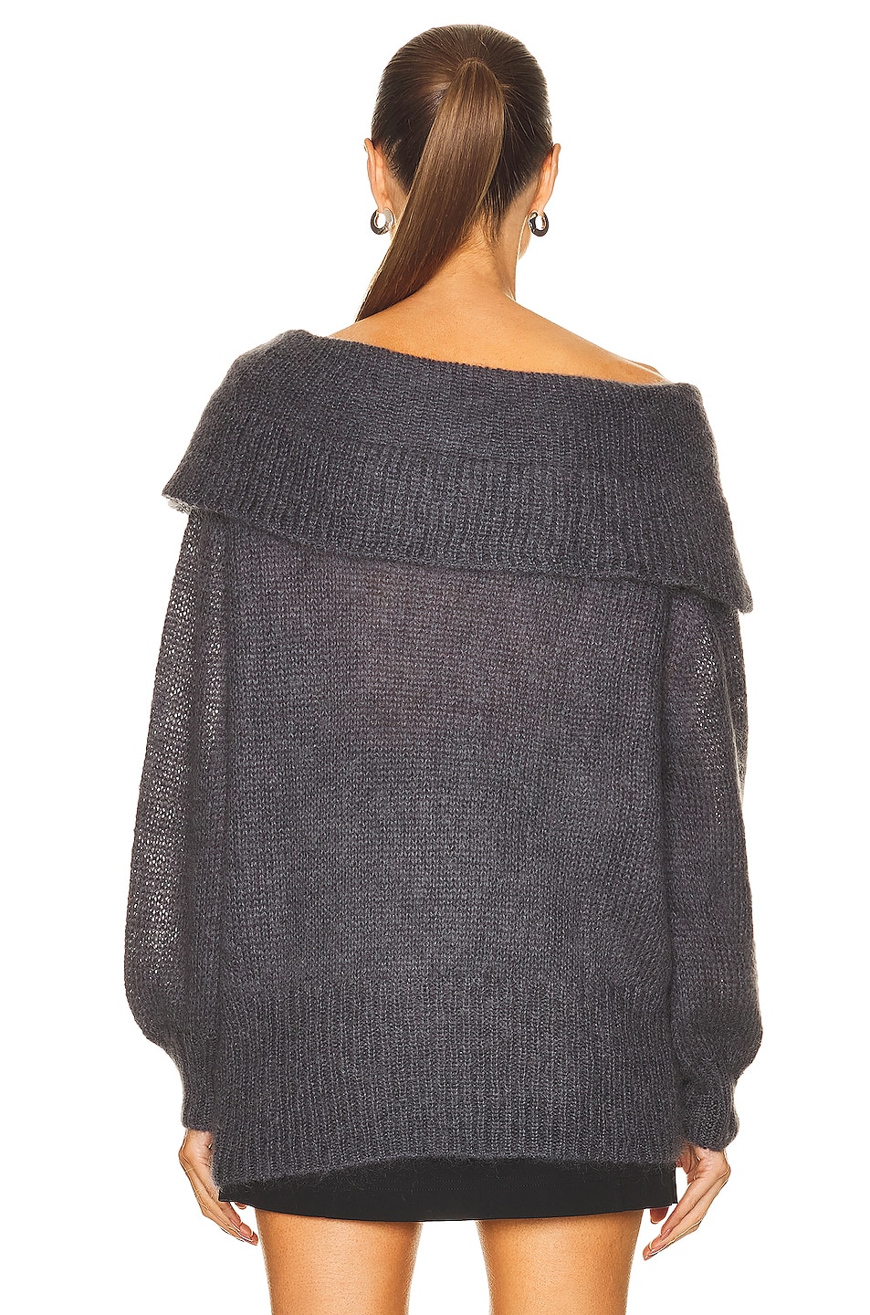 Ganni Open Mohair Sweater in Ebony | FWRD