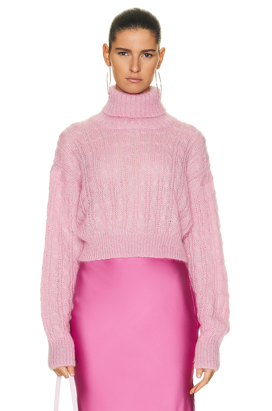 Image 1 of Ganni High Neck Cropped Pullover Sweater in Lilac Sachet